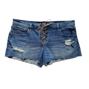 Hollister Womens Low Rise Vintage Baggy Lace Up Shorts Size 15 Y2K Festival Boho